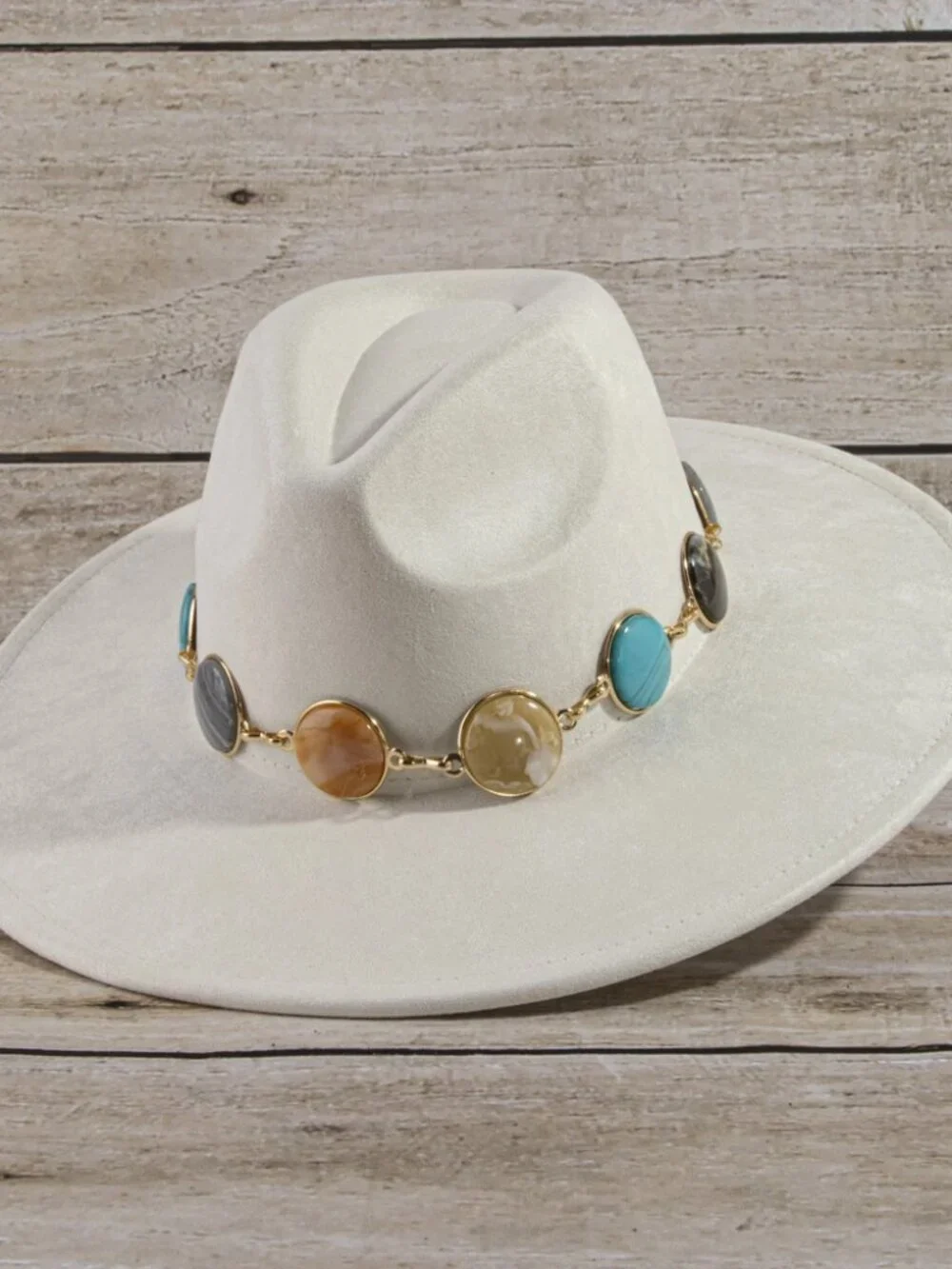 Super Stylish Stone Chain Band Fedora Hat